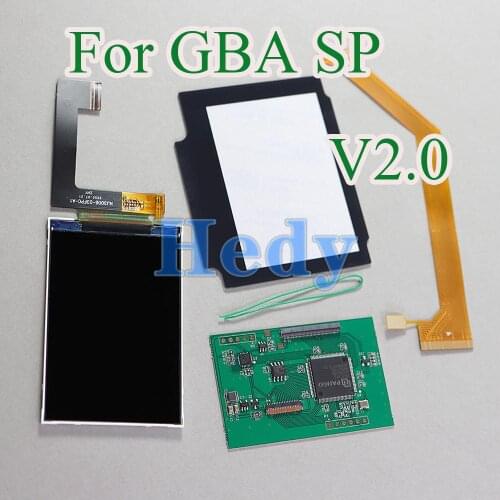 1set V2 IPS LCD Screen For GBA SP Highlight Brightness LCD For GameBoy Advance SP Low Power Screen Highlight IPS LCD Screen
