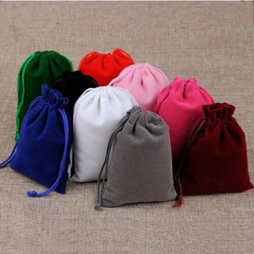 10pcs 7x9 /9x12cm Packing Drawstring Velvet Pouch Sachet Gift Bag For Jewelry Wedding Things Party Bead Container Storage