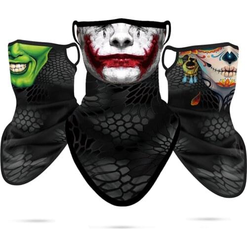 3D Ghost Neck Bandana Joker Venom Triangle Face Masks Outdoors Cycling Headband Camouflage Neck Gaiter Women Skull Face Shield