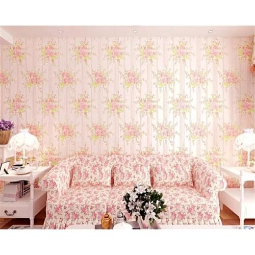Beibehang Pastoral Small Floral 3d Wallpaper Korean Romantic Eco Nonwovens Guest House Bedside TV Background Wall paper tapety