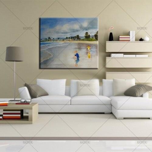 Free Shipping Home Beauty oil painting beauty lady Child canvas picture for living room abstract drawing coloring Seaside craft