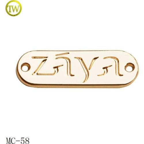 Custom shiny gold garment metal Logo sewing label Metal Name Tags