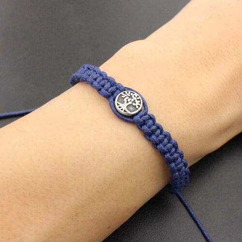 Friendship Tree of Life Stainless Steel Charm Bracelet Braid Bracelets Rope Thread String Gift For Men Women Couples