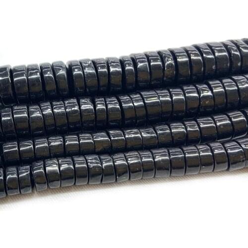 Natural Shungite Stone Beads 15'' Rondelle DIY Loose Beads For Jewelry Making Beads For Men Women Necklace Bracelet Pendant Gift