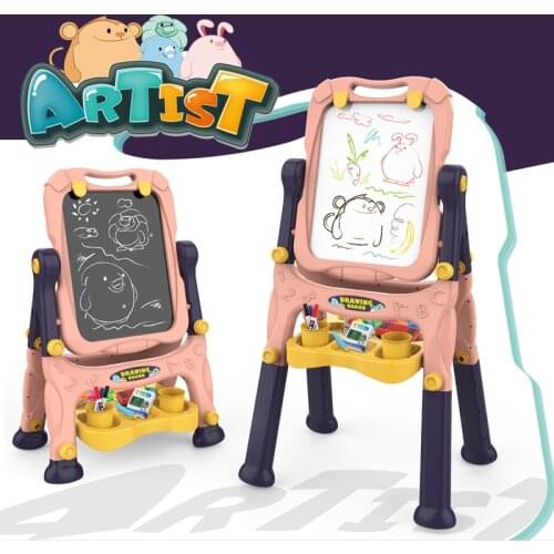 Childrens drawing board magnetic drawing board writing board bracket board height conversion two in one graffiti board toy