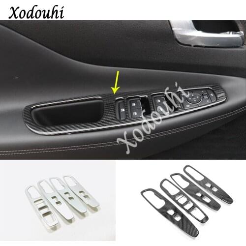For Hyundai Santa Fe SantaFe 2019 2020 car sticker cover handrail armrest door window glass switch panel trim frame molding 4pcs
