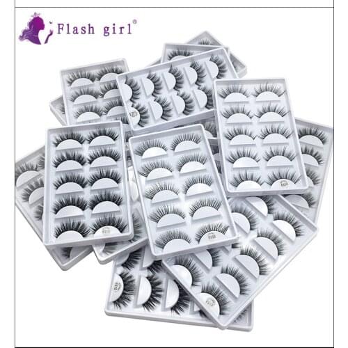 Flash Girl Makeup Brand Factory Wholesale Price Eyelashes 5 Pairs 3D Mink Reusable Extension Lashes