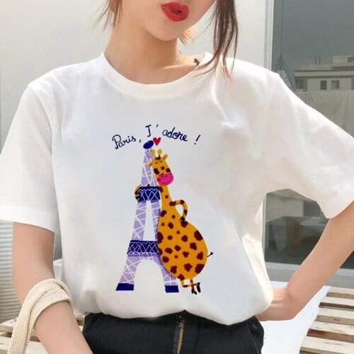 Kawaii deer t shirt women New cute fashion Harajuku Short Sleeve t-shirt White Thin section Hipster Tshirt female Tops clothing