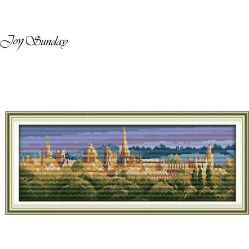 Joy Sunday Cross Stitch Oxford Landscape Cross Stitch Patterns Printed Canvas Fabric DMC Cross Stitch Sets For Embroidery Kits