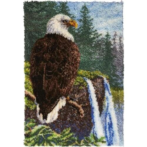 Latch Hook Kits for Adults Kids Soft Simple Embroidery DIY Latch Hook Craft Kit with Printed Pattern Include Latch Hook Eagle