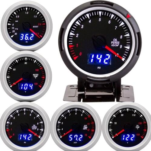 Digital 2.5inch 60mm Auto Gauge Oil pressure Gauge Water temp Oil Temperature Turbo Boost Exhaust gas temp Gauges Car meter 12V