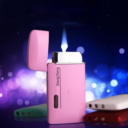 Refillable Pearlescent Paint Ultra-thin Windproof Lighter Available In Multiple Colors Blue Flame Rushes Smoking Accesoires
