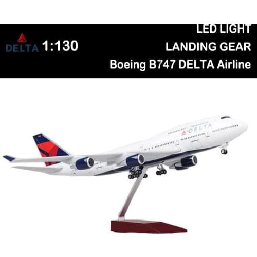 1/150 47CM Airplane Boeing 747 B747 Aircraft DELTA Airline Model Light Wheel Diecast Plane Collection Airliner Toys Gift Show
