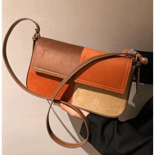 New Fashion Women Shoulder Bags Color Contrast Crossbody Bag for Girl Vintage Brown Handbags Brand Designer Flap Bags Ladies Sac