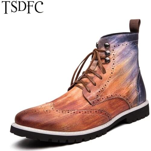 Mens Boots Winter Warm Men Boots Lace Up Versatile Male Leather Shoes Business Ankle Boot Big Size 39-48 Footwear