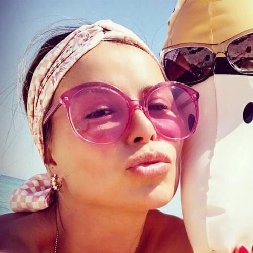 New 2018 Oval Sunglasses Woman Pink Brand Designer High Quality Oversized Sunglasses For Women Lady Big Sunglass Acetate UV400