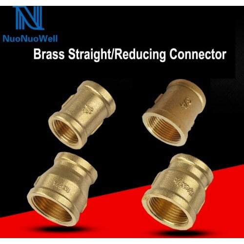 NuoNuoWell G1/2'' 3/4' 1'' Brass Female x Female Thread Connector Pipe Fittings Tubing Straight/Reducing Adaptor Pipe Joints