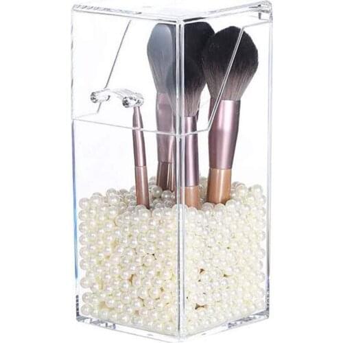Makeup Brush Organizer Makeup Brush Holder with Dustproof Lid Cosmetic Brush Storage Transparent Acrylic Makeup Box