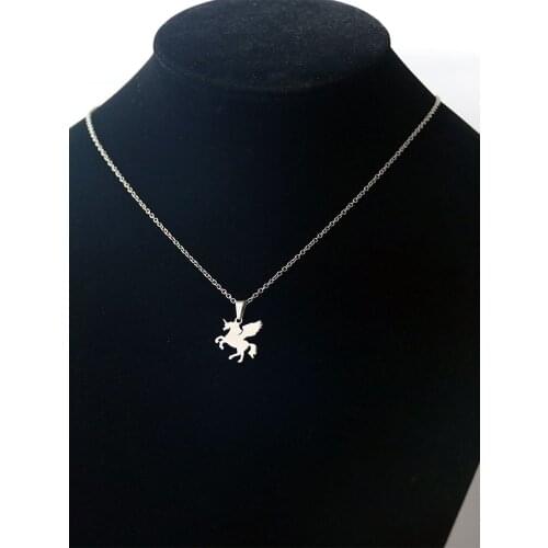 1 piece horse necklace angel horse necklace animal pendant necklace women kids fashion gift stainless steel custom necklace