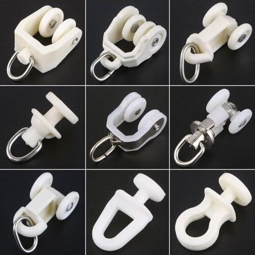 Alloy Plastic Curtain wheel rail Straight Curved track Rollers hanging curtains Hook ring Slider decorative Hardware accessories