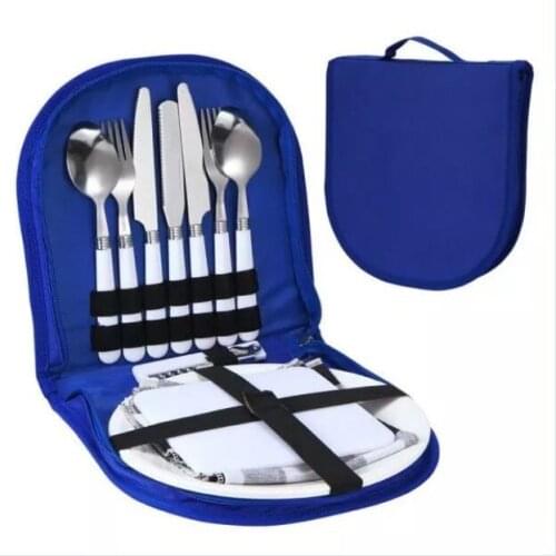 Portable picnic package tableware stainless steel travel picnic tableware set outdoor