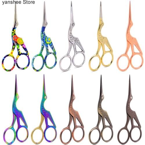 Real crane scissors 115mm stainless steel crane shaped thread scissors household office tea bag scissors