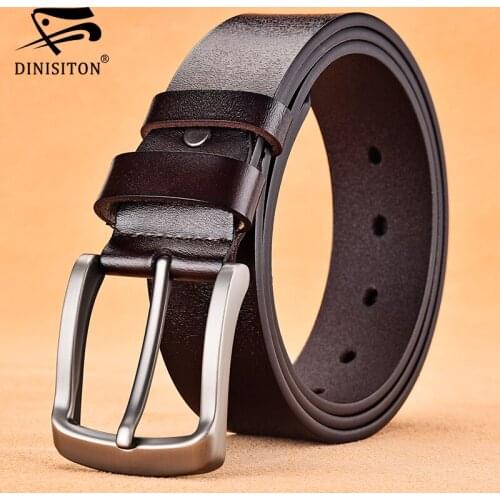 DINISITON Genuine Leather Men Belt Fashion Belts Luxury Brand Strap For Mens Classic Vintage Alloy Pin Buckle Male Belts