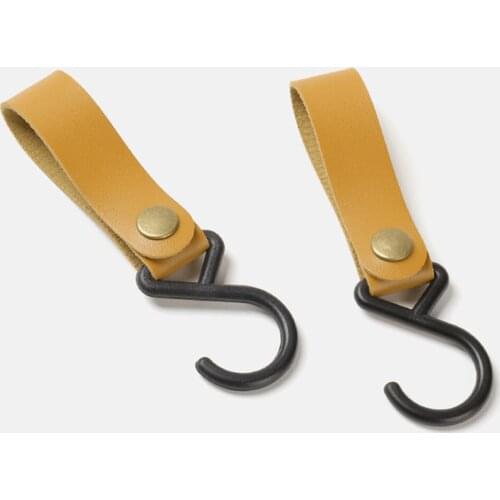 S-Shaped PU Leather Hanging Hooks Durable Triangle Storage Rack Shelf Hook Keychain Outdoor Camping Hiking Hanger Camping NEW