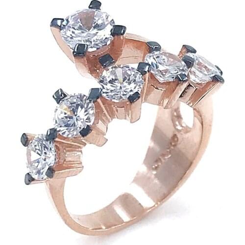 Swarovski Model Engagement Dibs Diamond Montür Dual Single Silver Ring