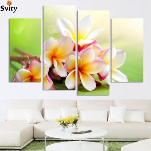 Modern Flower Paintings Canvas Art Prints 4 Piece Home Wall Decor Picture Sets For Living Room H159