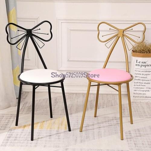 Modern minimalist dressing table stool ins Nordic girl heart bedroom backrest princess bow nail nail makeup chair