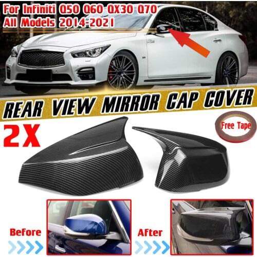 High Quality Car Side Rearview Mirror Cover Cap For Infiniti Q50 Q60 Q70 SQ50 XQ30 2014-2021 Rear View Mirror Covers Shell Case