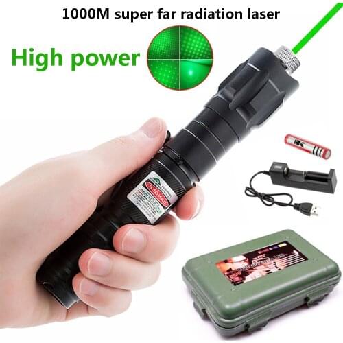 High-power laser pointer 009 rechargeable USB military burning pen, powerful green laser sight, adjustable focus 2 in 1 laser