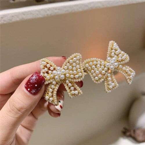 Fashion cute bows Hair Barrette Hair Clip Hairpin Girls rhinestone autumn winter Hair Accessories Women Headdress Wholesale