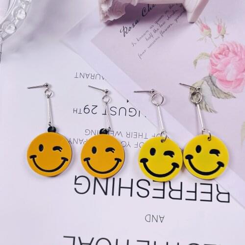 ZALEBABA brincos de acrílico de gato, grande brinco pendurado, moda feminina, novo estilo, Smiling face decoration