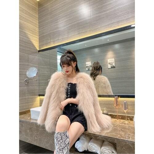 2020 Brand Luxury Real Fur Coat Natural Raccoon Fur Knitted Outerwear Winter Jacket Women Thick Warm Streetwear