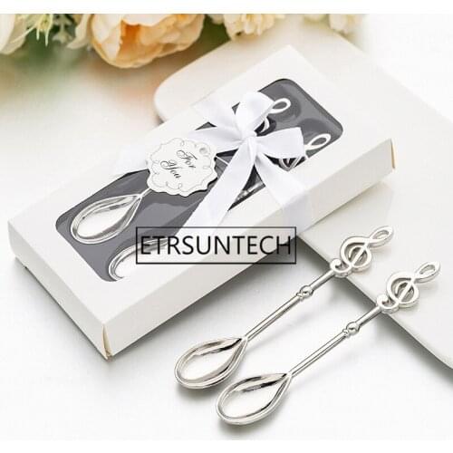 100sets Creative Music Note Coffee Spoon Stainless Steel Teaspoon Bridal Shower Wedding Party Favor Lover Valentines Gift