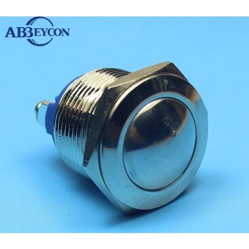 1969 19mm round head anti-vandal momentary metal IP67 waterproof push button switch
