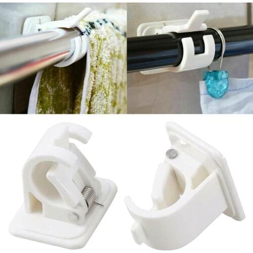 2Pcs Adjustable Curtain Rod Brackets Drapery Pole Holders Durable Self-Adhesive Hooks Easy To Install Curtain Rod Holder Hook