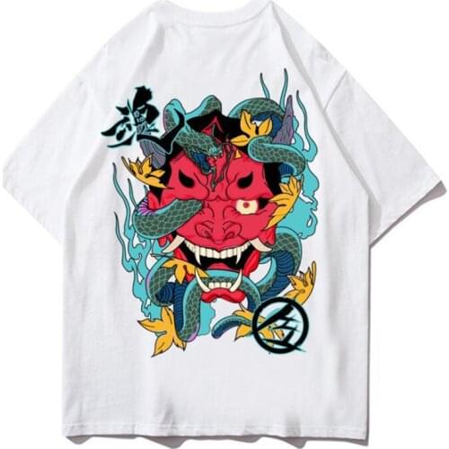 2021 Hip Hop T Shirt Men Snake Ghost T-shirt Harajuku Streetwear Tshirt Cotton Short Sleeve Summer Tops Tee HipHop Back Printed