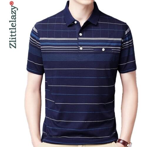 2021 Pocket Short Sleeve Polo Tee Shirt Men Casual Striped Mens Clothing Polos Shirts Mens Fashion Slim Fit Poloshirt Tops 3093