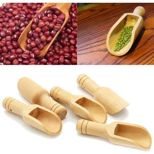 5pcs Exquisite Tea Spoon Wooden Herb Powder, Bath Salt ,Rice Grains Kitchen And Bathroom Dual Purpose Cooking Coffee Beans Scoop