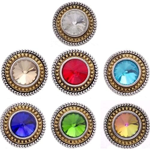 5pcs/lot New 18mm Snap Buttons Vintage Metal Rhinestone Round Snaps Buttons Fit Snap Button Jewelry Bracelet
