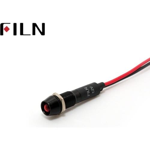 8mm hole 3v 5v 6v 12v 24v 220v black housing LED signal indicator light with 20cm cable