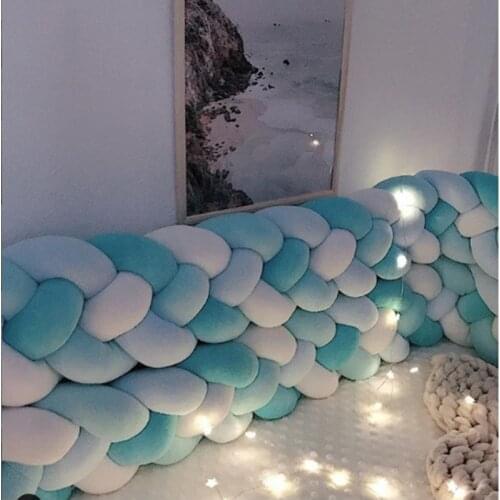 Four-color Baby Knot Bed 2.2M Baby Handmade Nodic Knot Newborn Bed Bumper Tour De Lit Bebe Tresse Baby Bed Bumper Knot Crib