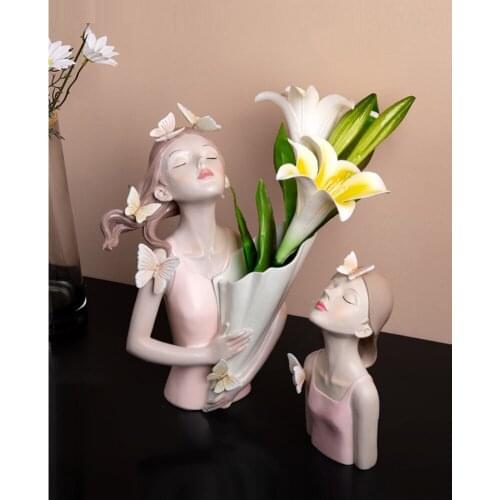 European Hair Flower Book Girl Sculpture Living room Office Furniture Nice figure Statues Living coration Wedding gifts