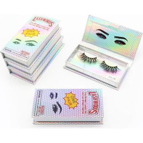 Holographic Lashwoods Eyelash Empty Box Free lash Tray Mink Eyelashes With Box Vendor Custom Lashbox Packaging with Logo