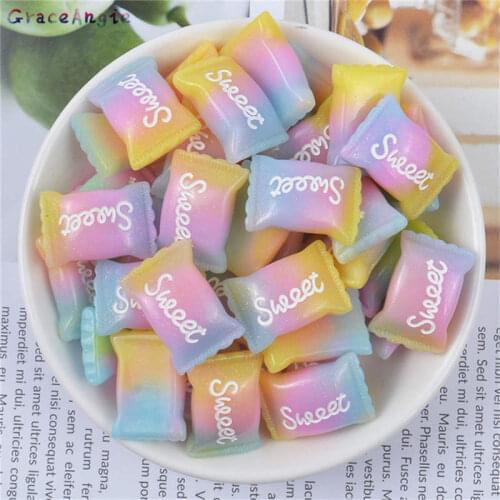 GraceAngie 10pcs simulation resin sweet candy charms diy hair accessory flatback mix Stationery phone case decor craft Handmade