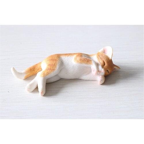 JJM Cute Sleep Cat Pet Figure Animal Model Collector Decor Kitty Toy Kid Gift Crafts Collection Simulation Car Accessories