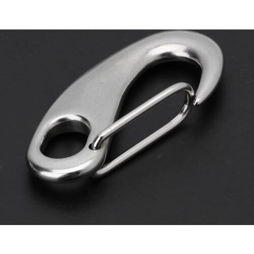 Boat Marine Stainless Steel Egg Shape Spring Snap Hook Clip Quick Link Carabiner 62KF
